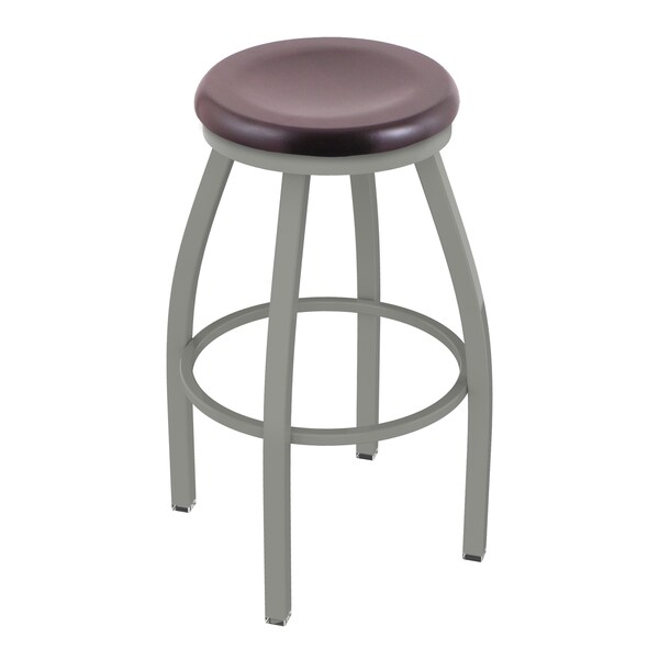 25" Swivel Counter Stool, Nickel Finish, Dark Cherry Maple Seat